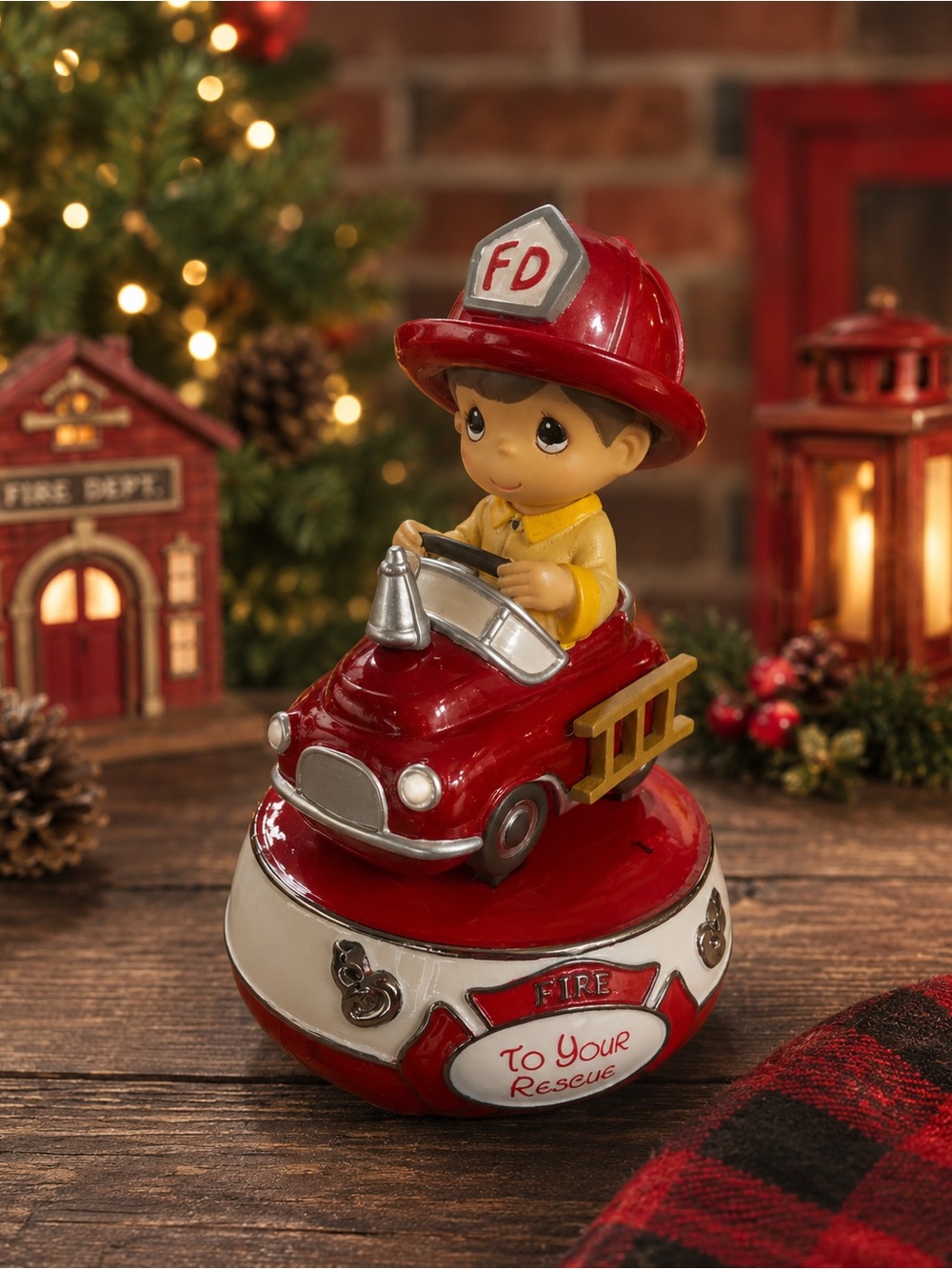 Precious Moments Red and Yellow Firefighter Rescue Figurine - Picture 2 of 2